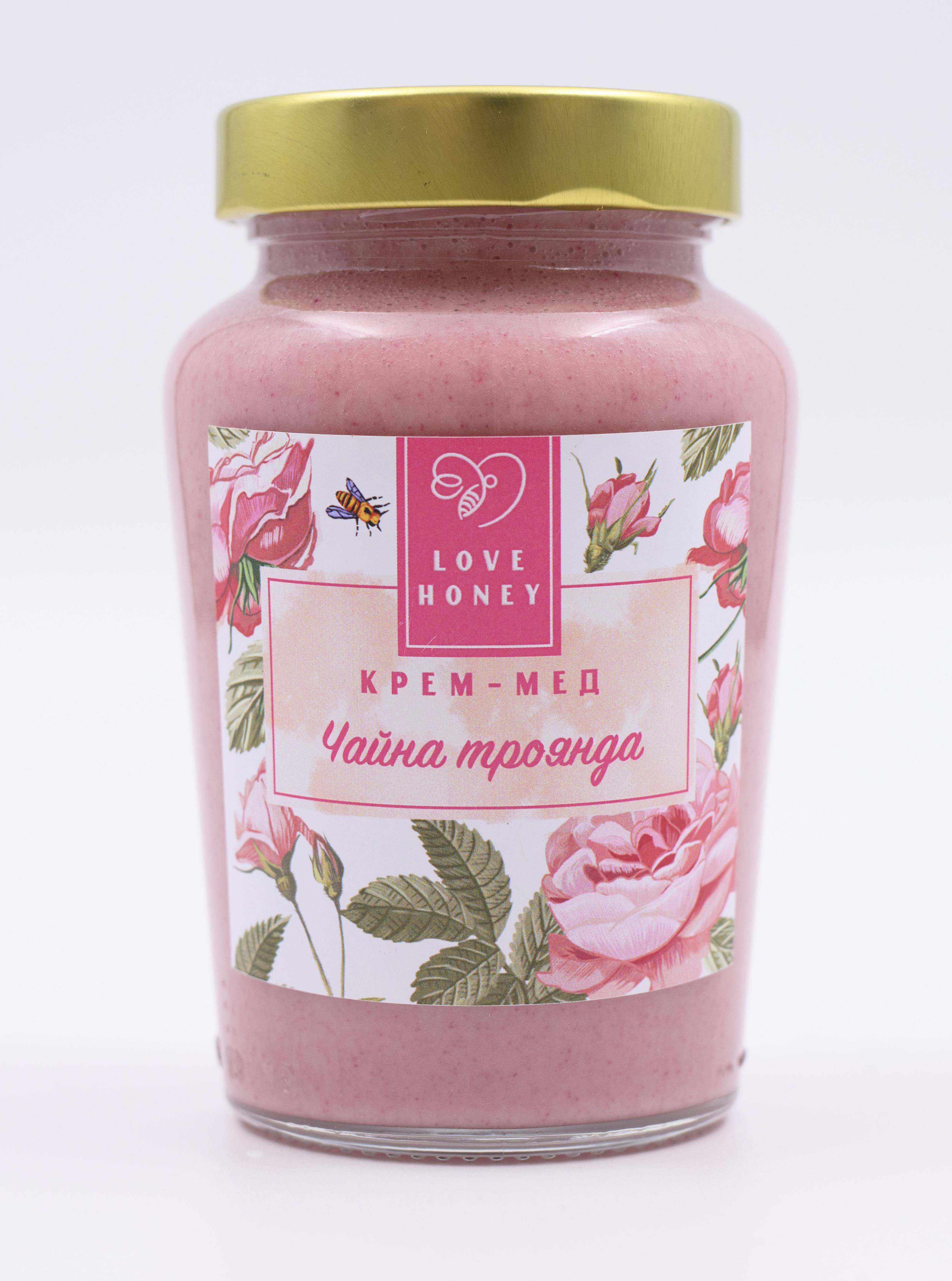 Крем-мед LOVE HONEY Чайна троянда із чаю матча з пелюсток без цукру 600 г