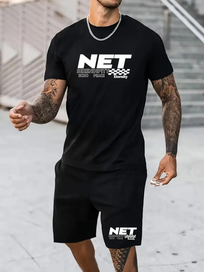Комплект футболка та шорти ДТФ 64-53/138 XL Чорний (24941) Комплект футболка та шорти ДТФ 64-53/138 XL Чорний (24941)