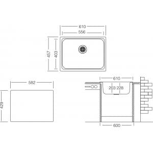 Мойка кухонная UKINOX UNIVERSAL UNP 610.457 GT 8K 203 мм полированная + корзина - фото 2