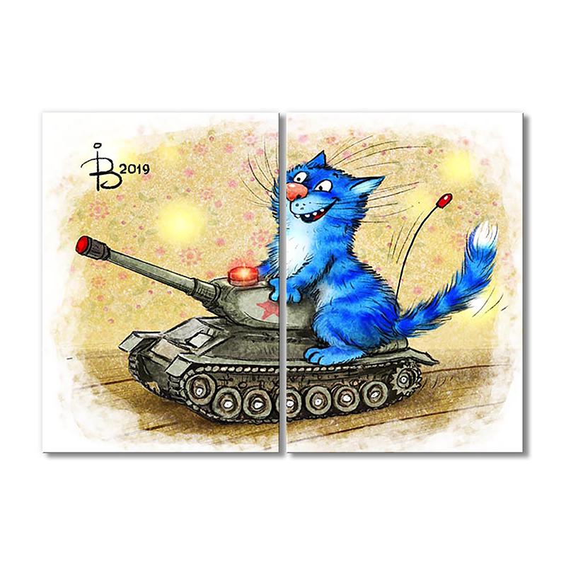 Модульная картина Юный танкист 2 модуля общий размер 40х60 см (_rinaz_2019191434)