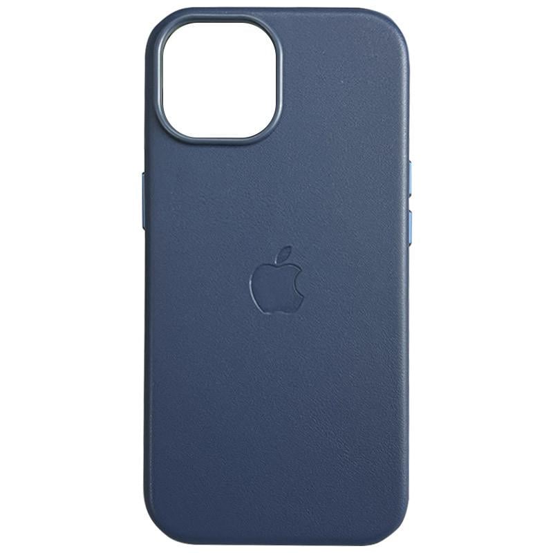 Противоударный Чехол для Apple iPhone 15 (6.1") Epik Leather Case (AAA) with MagSafe and Animation Blue