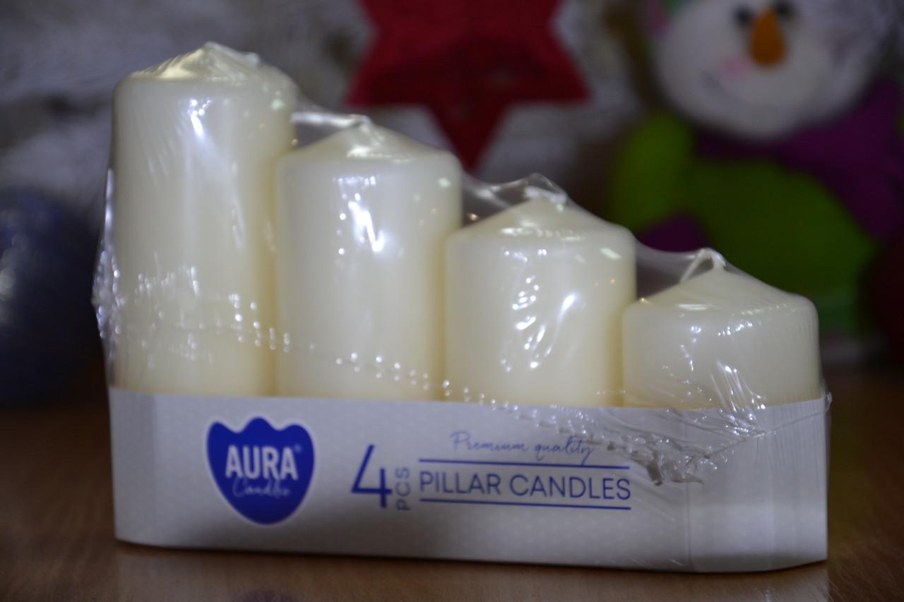 Набор свечей цилиндр Bispol Aura Candles 4 шт. Молочный (sw50/4-011) - фото 7