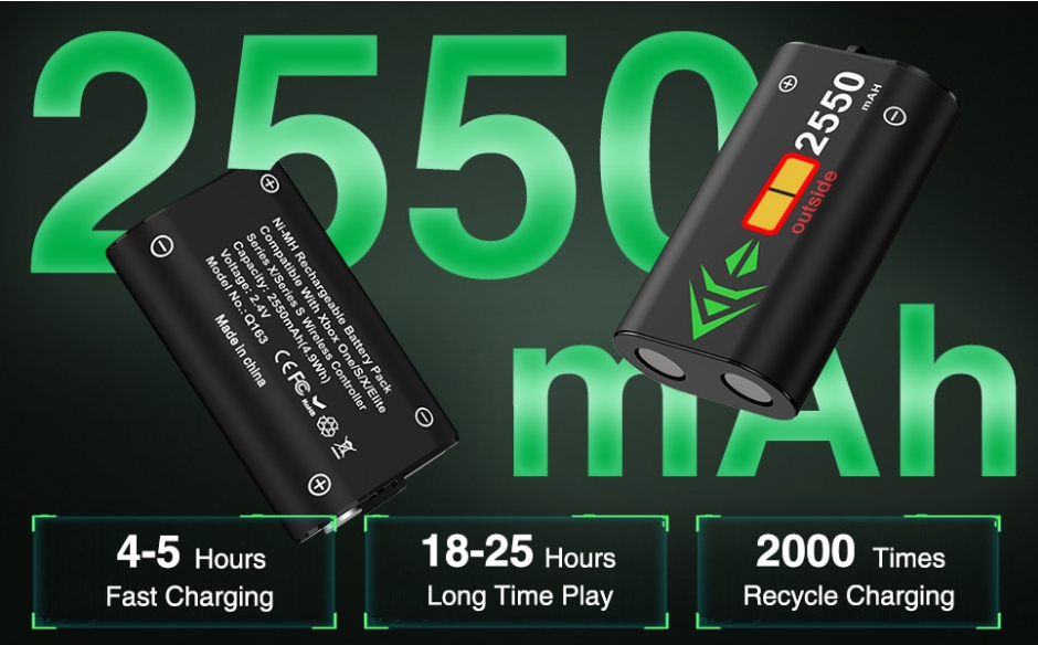 Док-станція BEBONCOOL + 2 акумулятора 2550 mAh для геймпадів Xbox One (S/X) / Elite / Series (S/X) / Чорний - фото 4 Док-станція BEBONCOOL + 2 акумулятора 2550 mAh для геймпадів Xbox One (S/X) / Elite / Series (S/X) / Чорний - фото 4