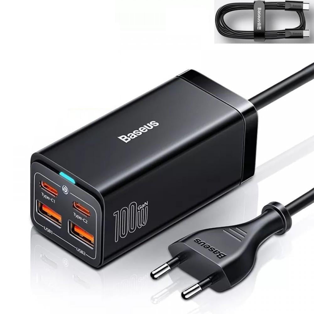 Зарядний пристрій мережевий BASEUS GaN3 Pro 100W 2 Type-C/2 USB (25397344)