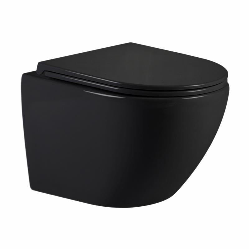 Унітаз підвісний Qtap Jay Ultra Quiet QT07335177MB з сидінням Slim Duroplast Soft-close Quick Release 485x360x320 мм Чорний (SD00054232)