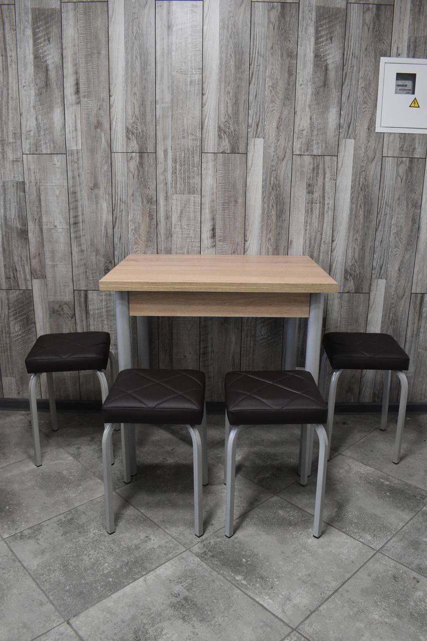 Кухонний комплект Оскар стіл розкладний/табурети 4 шт. Tutti Lux 60х80/80х120х75 см Дуб Сонома/Чорний (28374970)