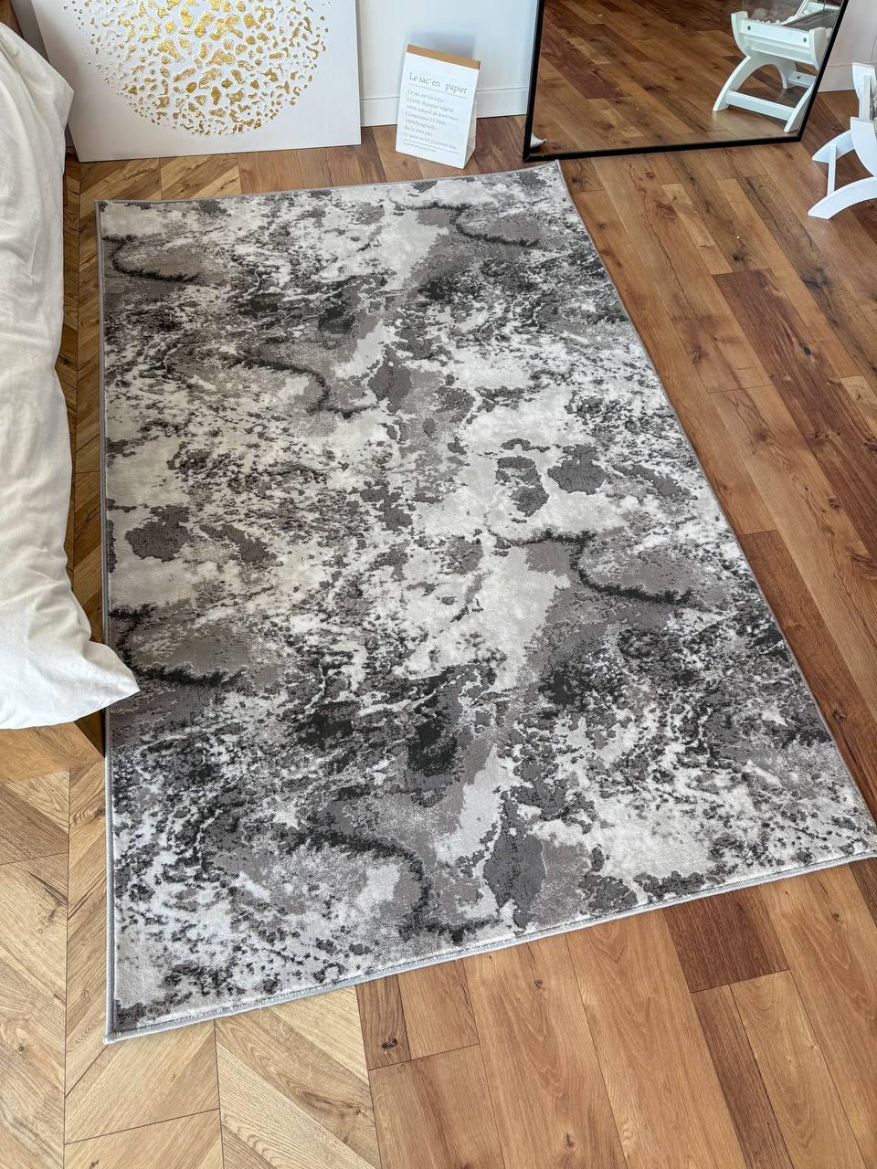 Килим сучасний з абстрактним візерунком 120x180 см Сірий - фото 8