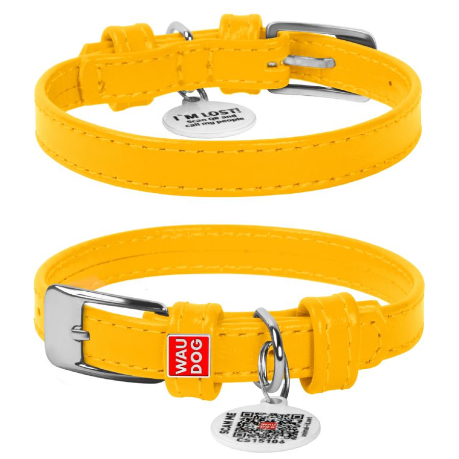 Ошейник для собак кожаный Waudog Glamour с QR паспортом без украшений XS 12 мм 21-29 см - фото 1 Ошейник для собак кожаный Waudog Glamour с QR паспортом без украшений XS 12 мм 21-29 см - фото 1
