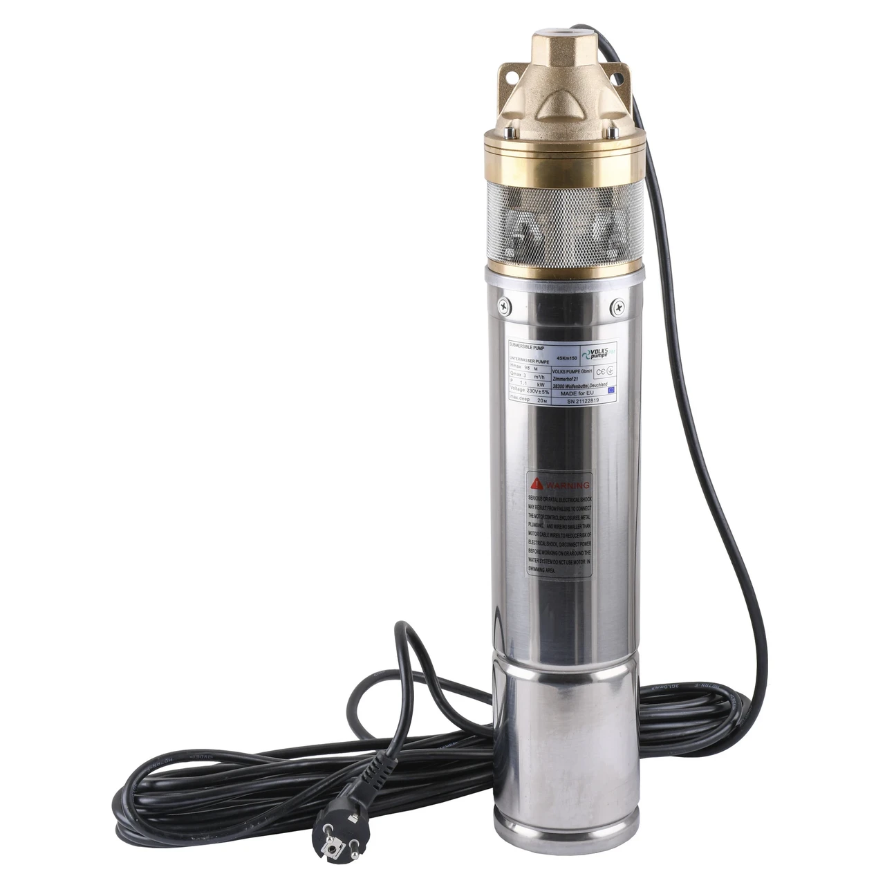 Насос вихровий свердловинний Volks pumpe PM 4SKm150 1,1 кВт кабель 10 м (2473916256)