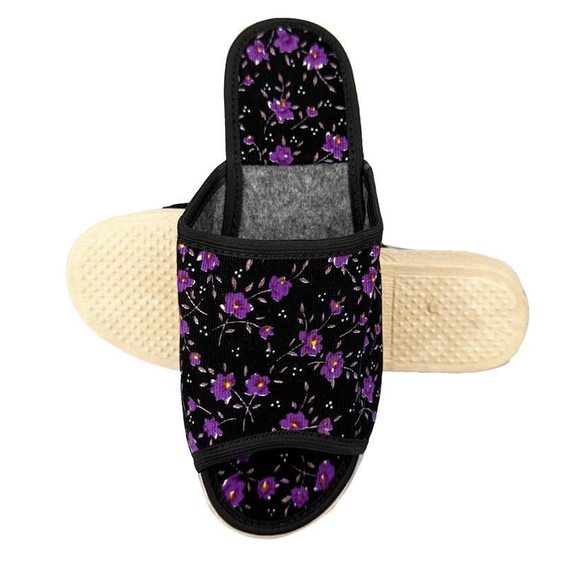 Домашние женские тапочки текстильные 5030-50 p. 40 25 см Черный с фиолетовым