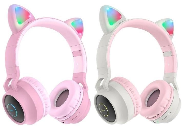 Наушники беспроводные c LED подсветкой Bluetooth HOCO W27 Cat Ear Wireless Headphones Grey (401240274) - фото 2