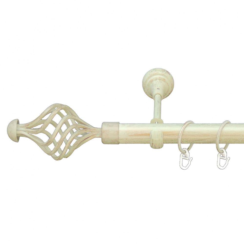 Карниз металлический Orvit Арезо однорядный открытый/гладкая труба/кольцо металлическое Белое Золото 25 мм 160 см (6951069)