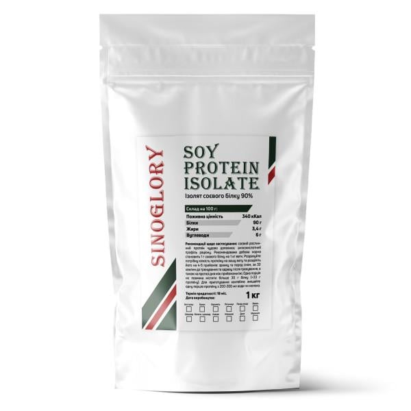 Ізолят соєвого протеїну Sinoglory 90% у порошку Без смаку на 30 порцій 1 кг (21-125-soy-b1) - фото 1 Ізолят соєвого протеїну Sinoglory 90% у порошку Без смаку на 30 порцій 1 кг (21-125-soy-b1) - фото 1