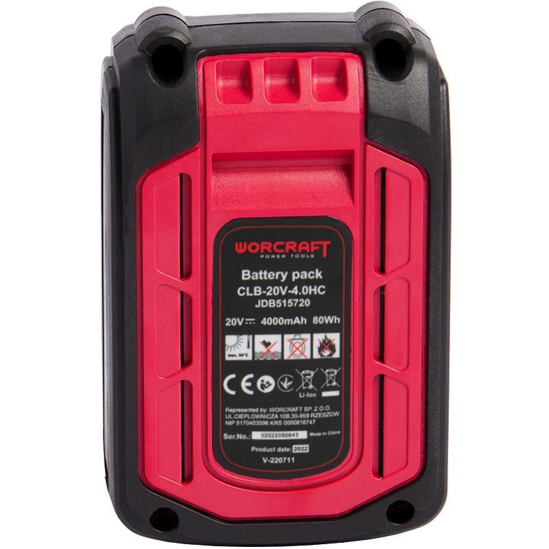 Аккумуляторная батарея для инструмента Worcraft CLB-20V-4.0HC 4А (13172) - фото 9 Аккумуляторная батарея для инструмента Worcraft CLB-20V-4.0HC 4А (13172) - фото 9