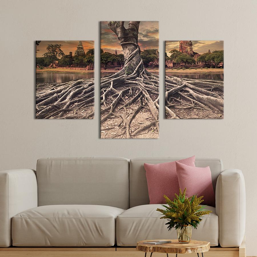 Модульная картина на холсте Триптих Восточное старинное дерево 66x40 см (584-32)