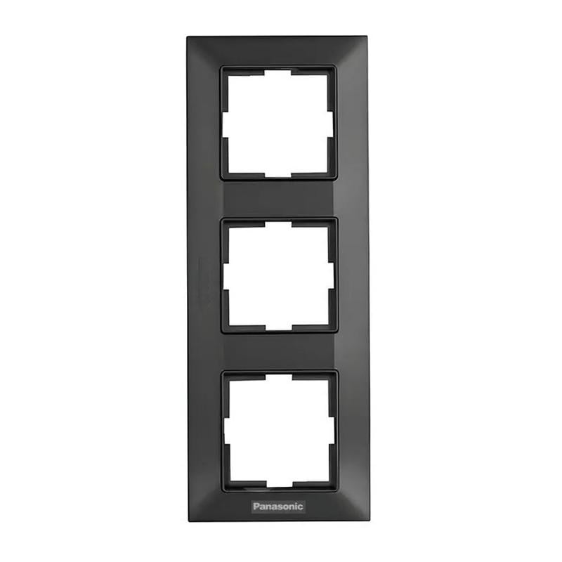 Рамка для розеток трехместная Panasonic Arkedia Slim ABS вертикальная Черный (WNTF08132B UA1)
