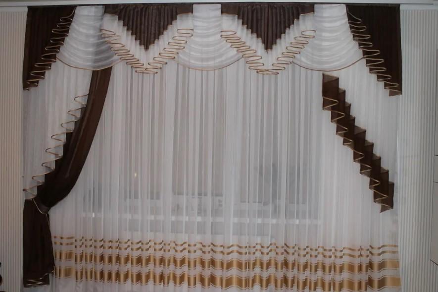 Ламбрекен в гостиную/спальню шифон 3 м Шоколадный (14л)