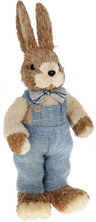 Фигура декоративная Кролик 12х19х39 см пенопласт Кремовый/Голубой (BD-NY27-938)