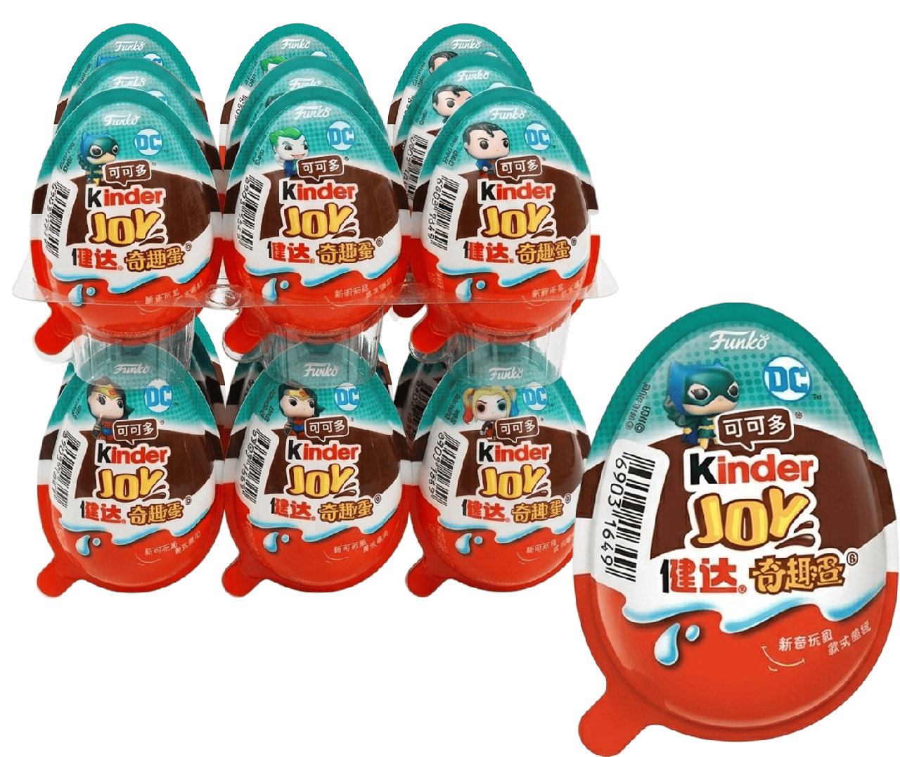 Шоколадні яйця Kinder Joy Funko Pop DC Super Heroes 12 шт. х 20 г (3180728222)