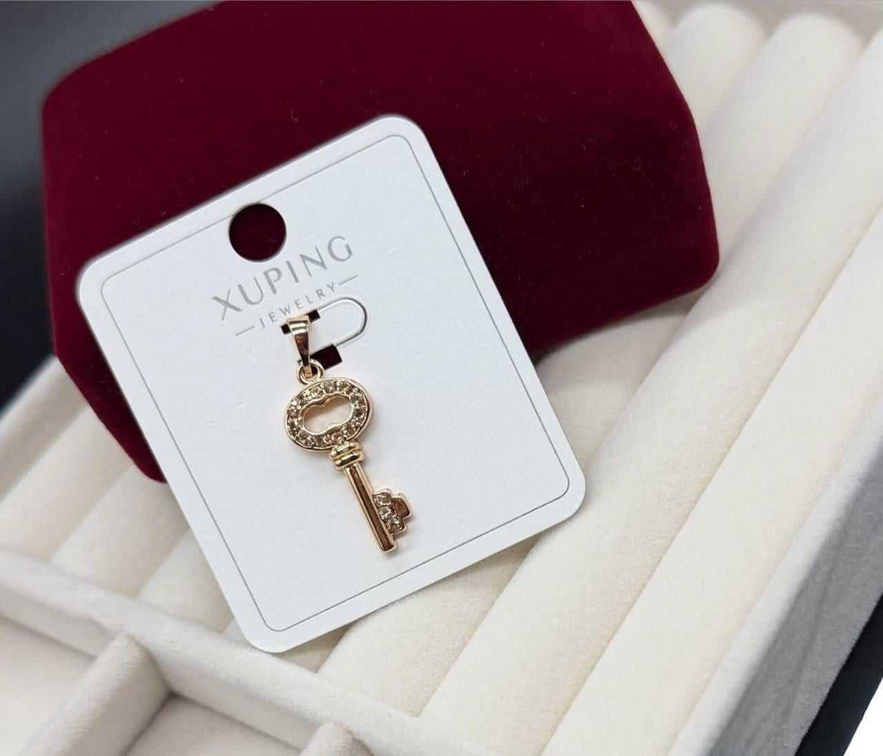 Кулон-подвеска женский Xuping в форме ключа медицинское золото с покрытием золотом и кристаллами (2903290165)