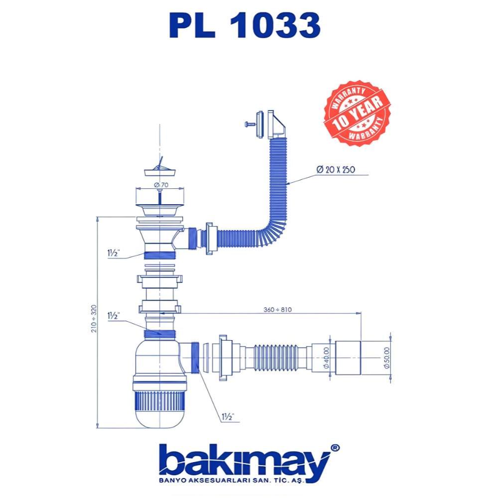 Сифон для кухонной мойки Bakimay гофротруба с переливом 70 мм (1033) - фото 3 Сифон для кухонной мойки Bakimay гофротруба с переливом 70 мм (1033) - фото 3
