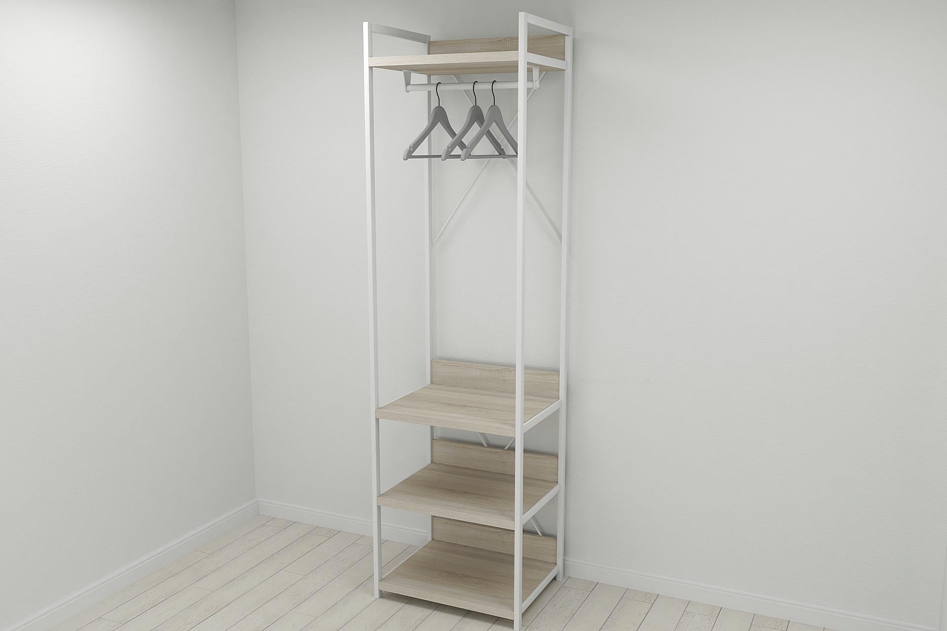 Шкаф гардероб уни секция 3 серии Конект Ferrum-decor 220x60x50 см металл Белый/ДСП Дуб Сонома (SHG060)