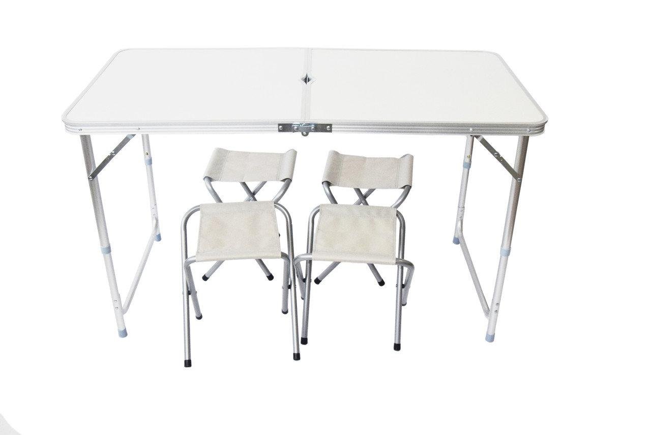 Набор мебели для пикника Fold Table FT-2107 стол раскладной и 4 стула Белый - фото 1