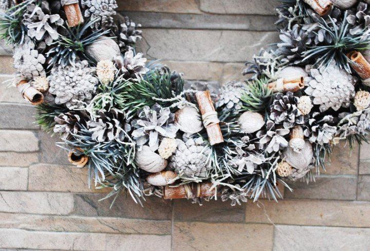 Венок новогодний 40 см Зеленый/Белый/Коричневый (4782392) - фото 3 Венок новогодний 40 см Зеленый/Белый/Коричневый (4782392) - фото 3