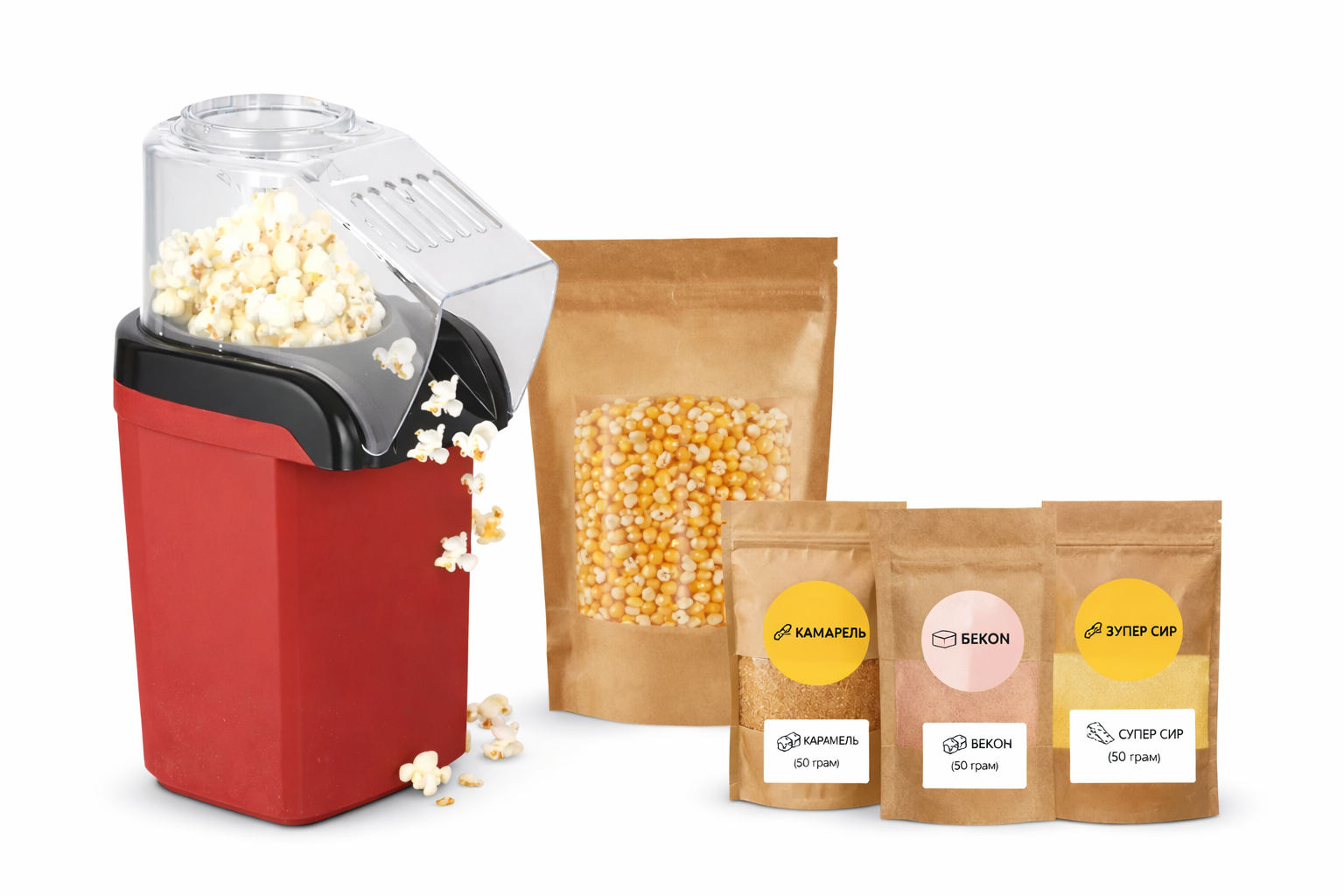 Набор для попкорна Маленький ЗатишОК попкорница/кукуруза 1 кг/3 приправы супер сыр/бекон/карамель Набор для попкорна Маленький ЗатишОК попкорница/кукуруза 1 кг/3 приправы супер сыр/бекон/карамель