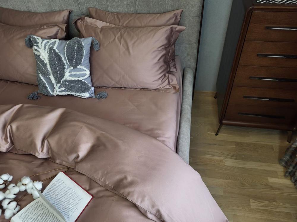 Комплект постельного белья на резинке Моно №0347 сатин Premium двуспальный/наволочки 50х70/70х70 см Forest Rose (5541)