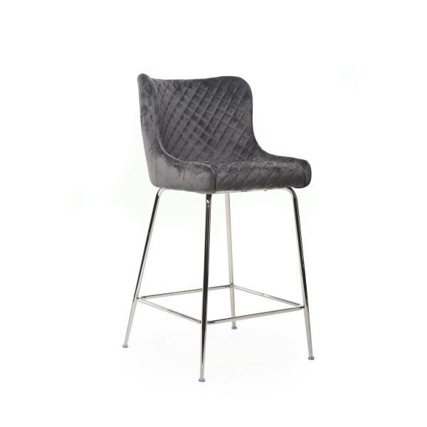 Стул барный Vetro Mebel B-120-1 хромированный металл Серый Стул барный Vetro Mebel B-120-1 хромированный металл Серый