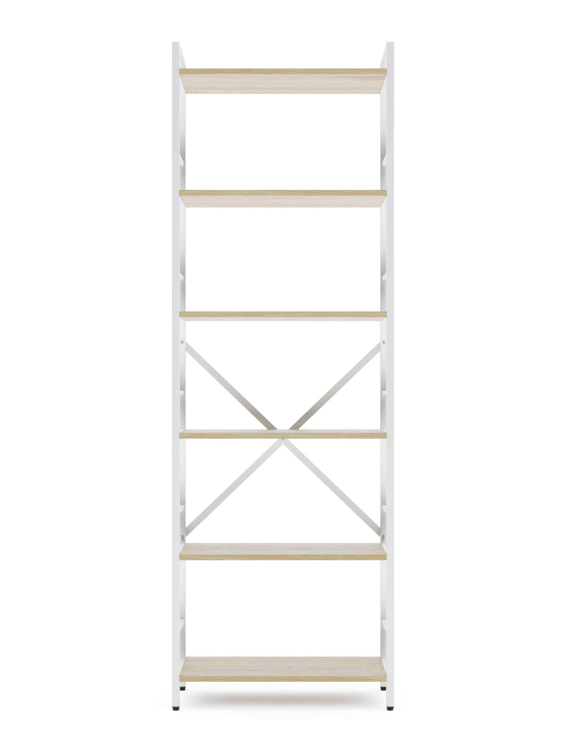 Стеллаж металлический Лофт 180х60х24 см 6 полок из ЛДСП Дуб Артизан/Белый Стеллаж металлический Лофт 180х60х24 см 6 полок из ЛДСП Дуб Артизан/Белый
