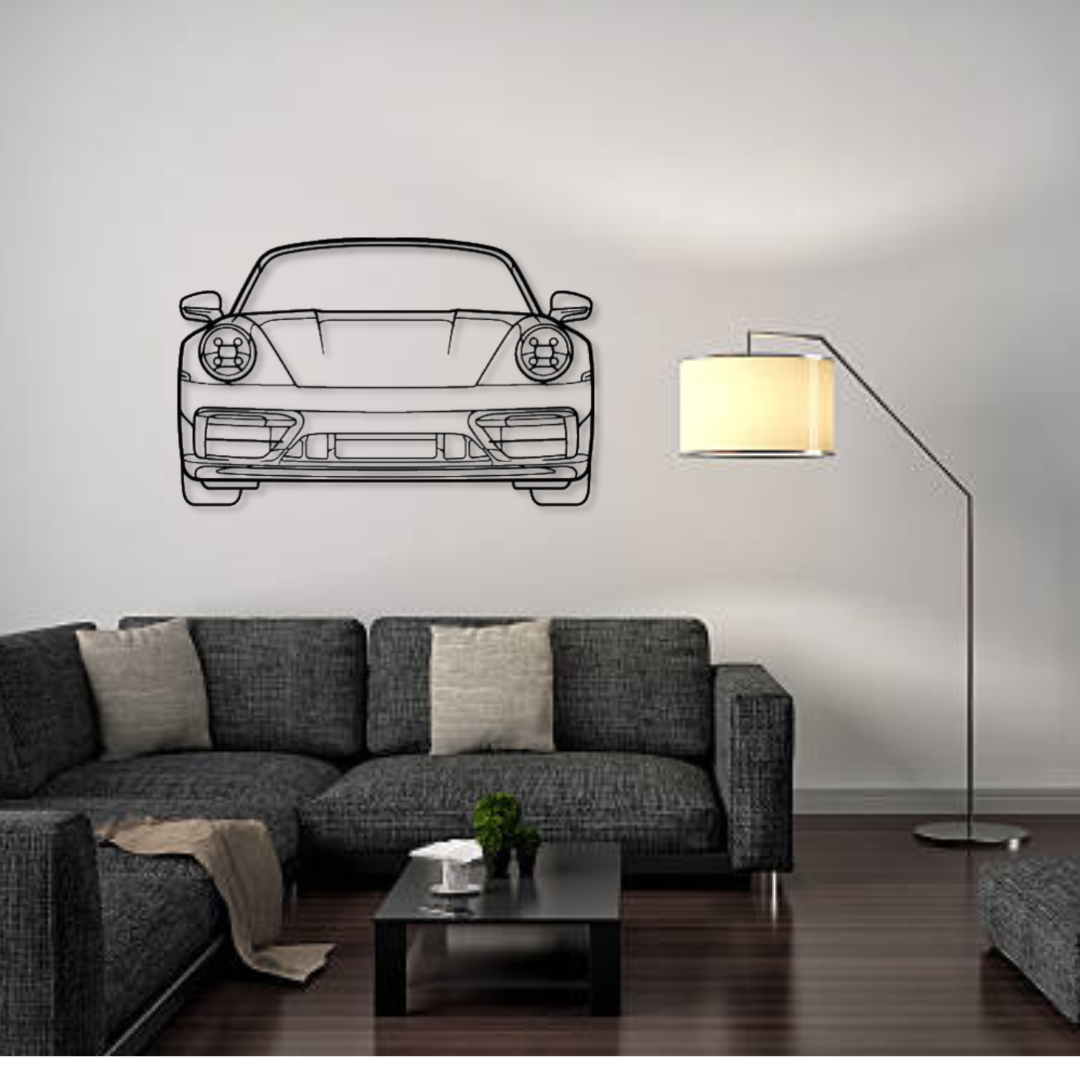 Декор на стену авто Porsche 911 992 из металла 140 см (auto72)