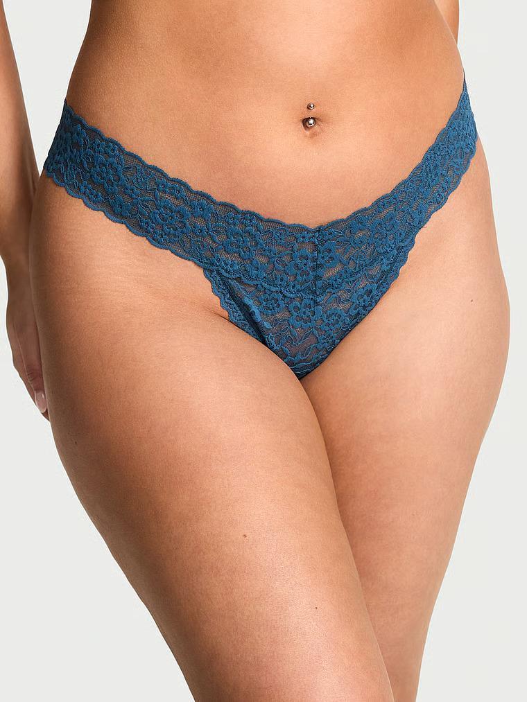 Трусики стринги Victoria's Secret The Lacie Lace Thong Panty S Синий (27066397)