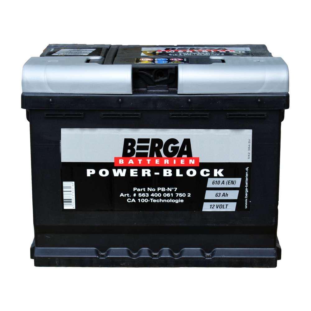 Аккумулятор автомобильный BERGA Power Block 6СТ-63 Ah АзЕ 610A EN 563400060 (22233)