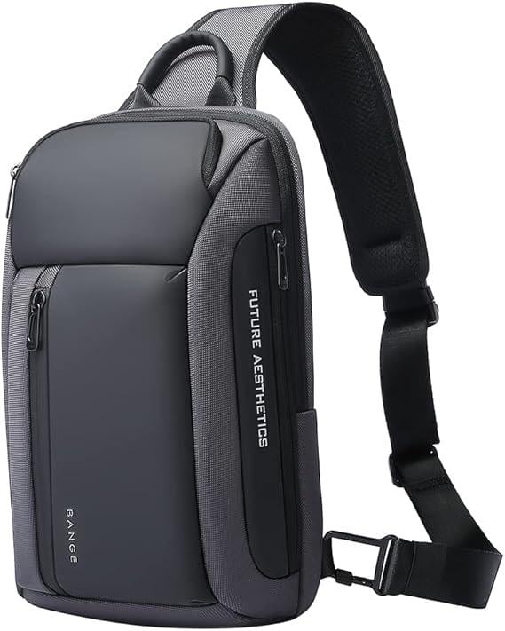 Рюкзак однолямковий через плече Bange BG-7566 7л Сумка-слінг із USB-роз'ємом Gray (19368)
