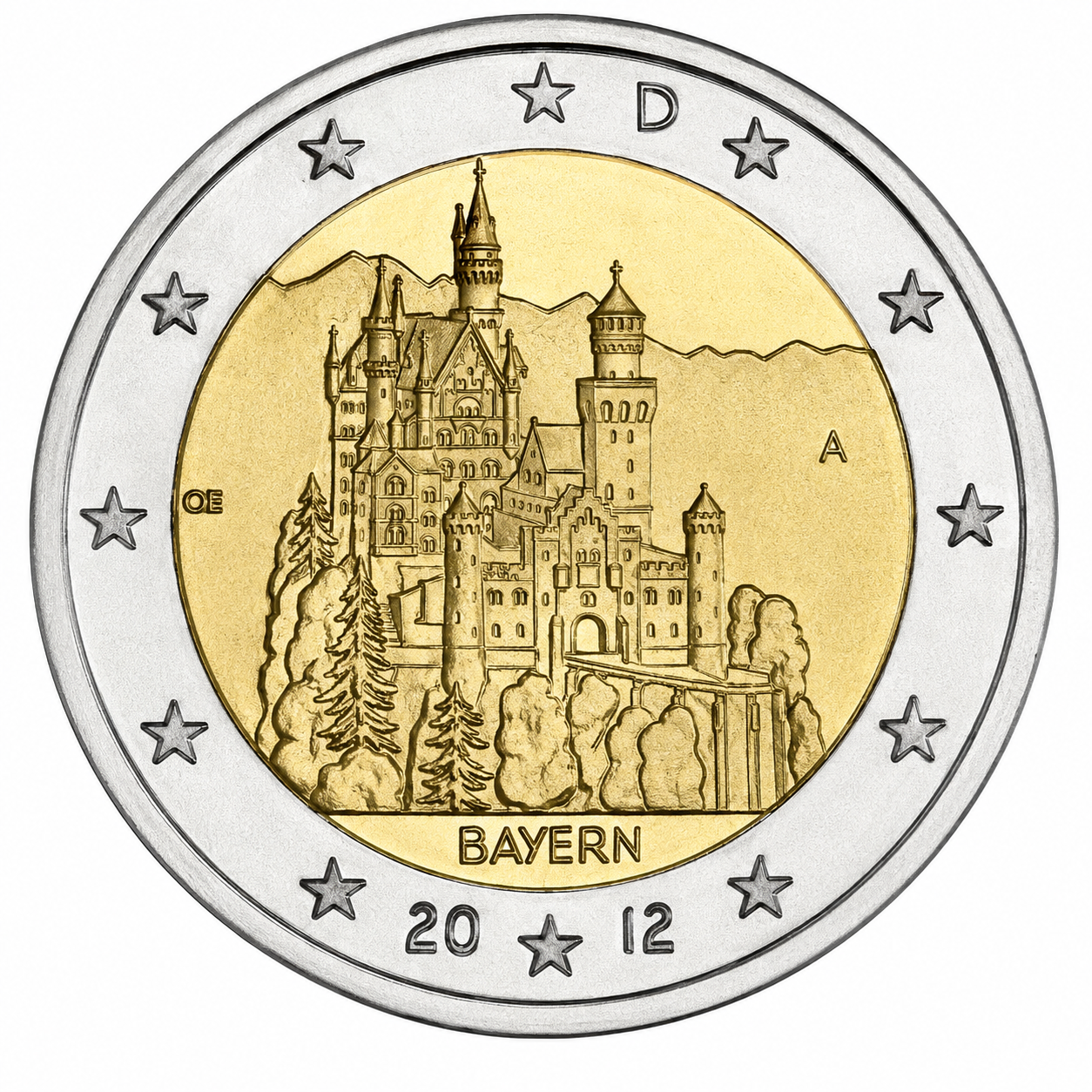 Колекційна монета Німеччина 2 євро 2012 Баварія UNC (KM#305)