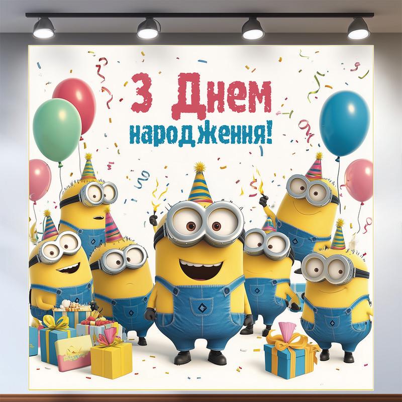 Баннер для фотозоны Миньоны 160x160 см №44166