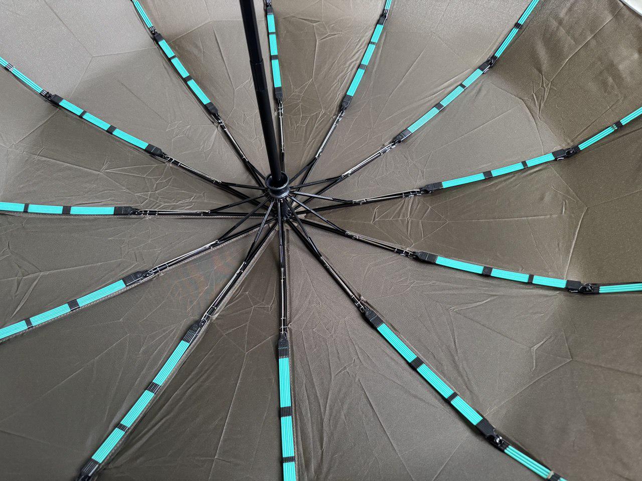 Парасолька автоматична жіноча Bellissimo 12 спиць 6 сегментів Коричневий з бежевою облямівкою (654/2) - фото 6