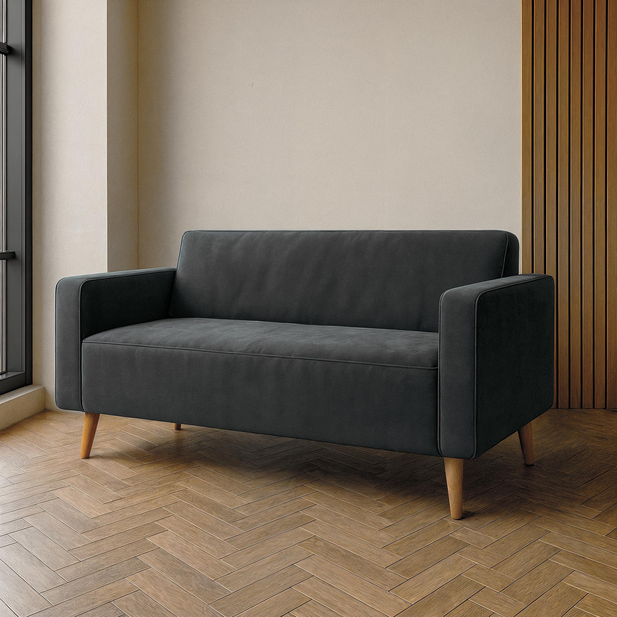 Диван офисный с подлокотниками Tobi Sho Селдон велюр 1760х680х770 мм Графитовый/97 (59rt6fr6)