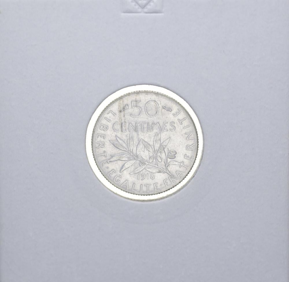 Коллекционная монета Франция 50 см 1916 F-VF Серебро (15389313)