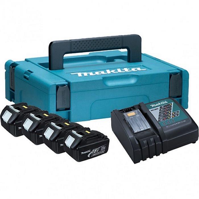 Набор аккумуляторов LXT Makita 197954-1 18 В 3 А ч 4 АКБ BL1830 зарядное устройство DC18RC и Makpac кейс (4663)