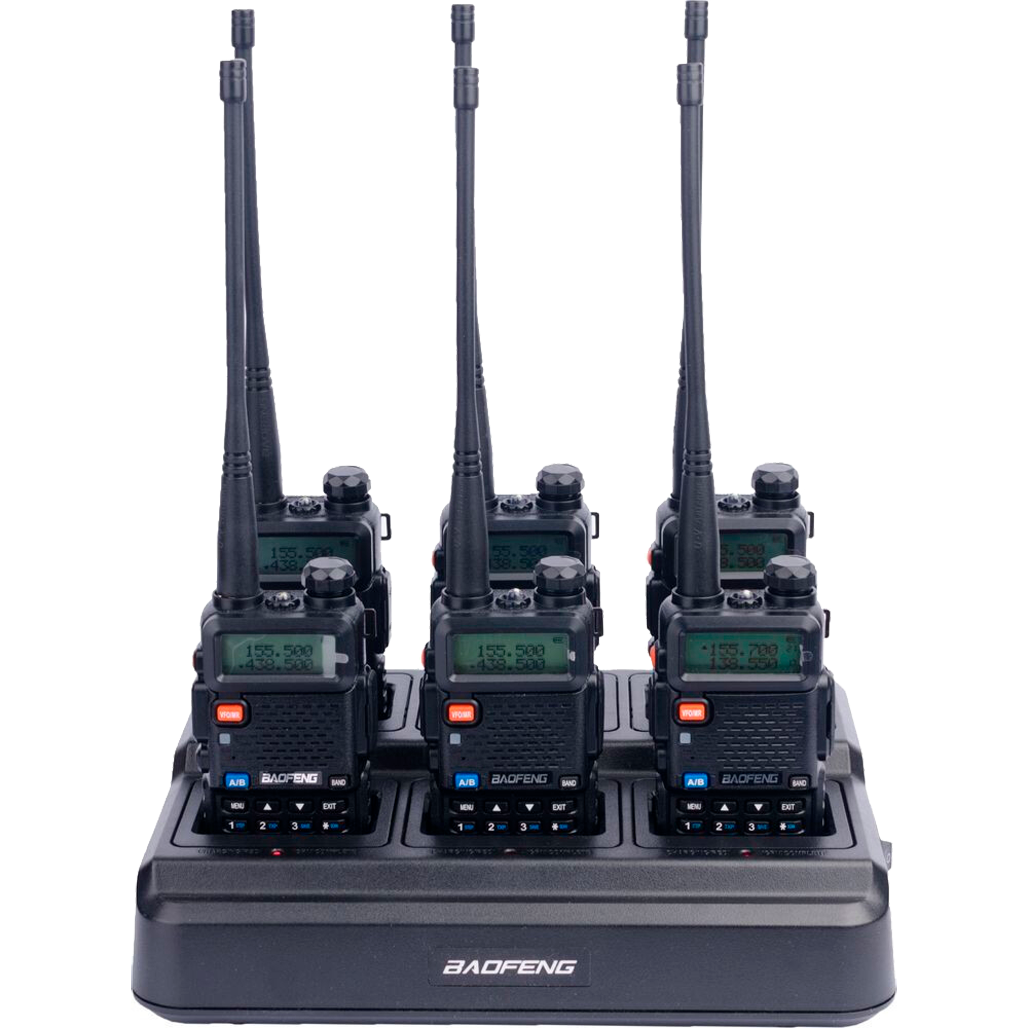 Рация Baofeng UV-5RHC Six pack + зарядный комплект BL-5X6 + 6 BL-5L Black (UV-5RHC_6_6WCBF888S_BL-5L)