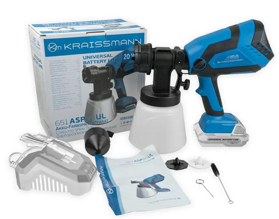 Краскораспылитель аккумуляторный Kraissmann 651 ASP 20UL 2000 мАч с зарядным устройством (12460598)