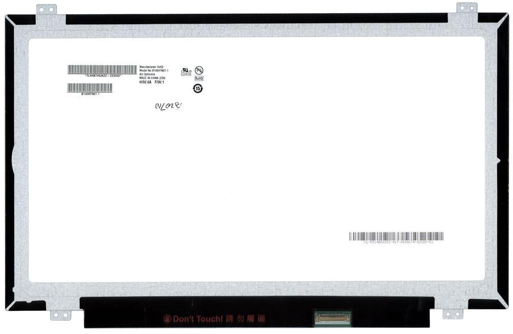 Матрица для ноутбука 14,0" Slim 30 pin eDP снизу вправо 1920x1080 LED крепление сверху/снизу матовая AU Optronics AUO B140HTN01.1