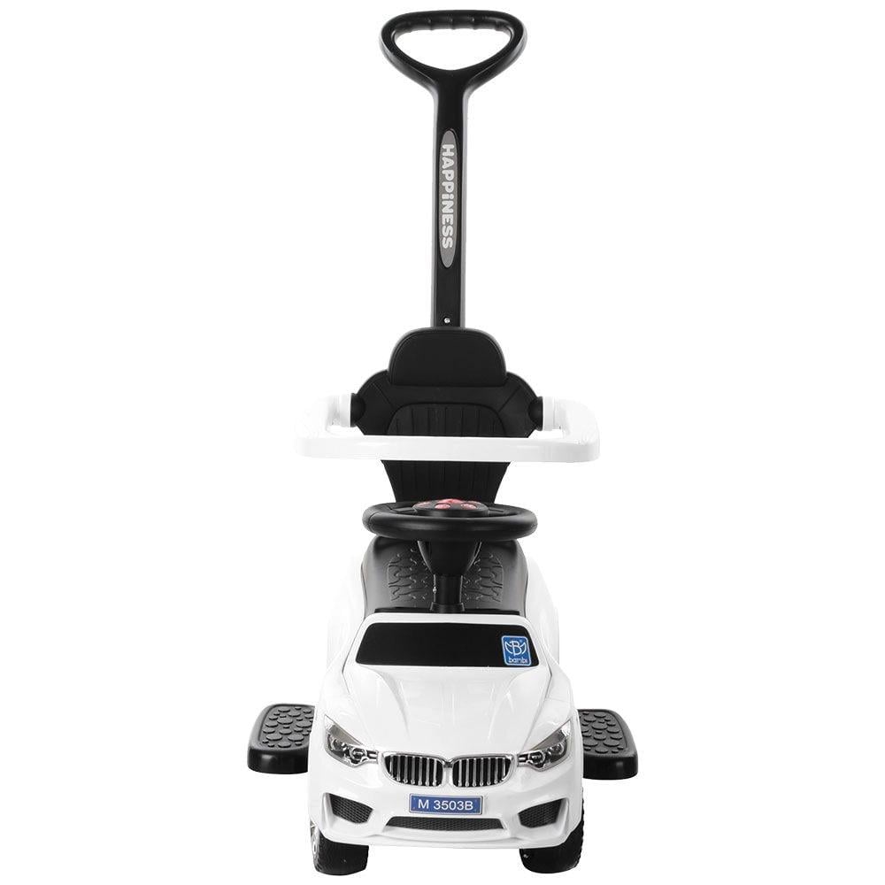 Детская каталка-толокарь Автомобиль BMW с родительской ручкой Белый (M 3503B-1)