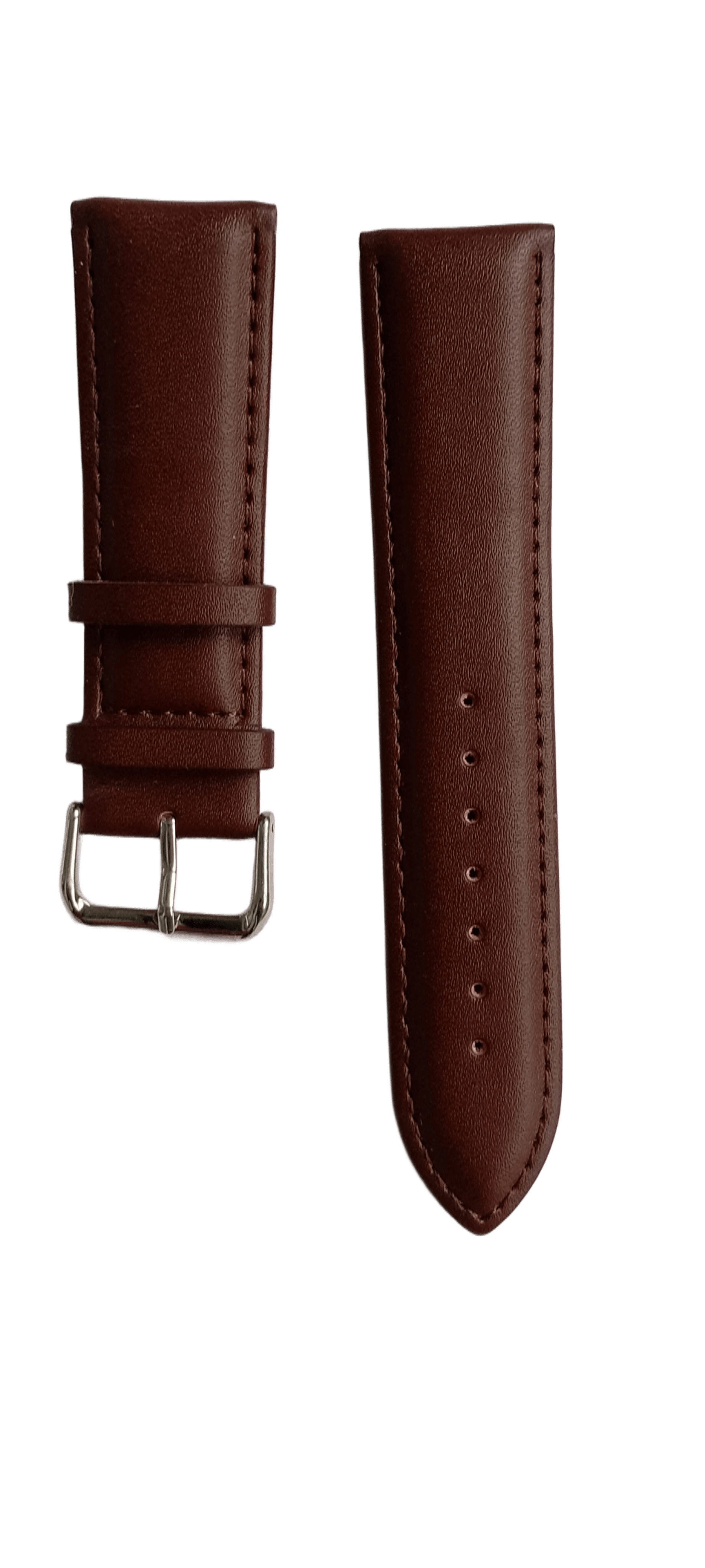 Ремешок кожаный для часов гладкий 24х180 мм Коричневый (2456J)