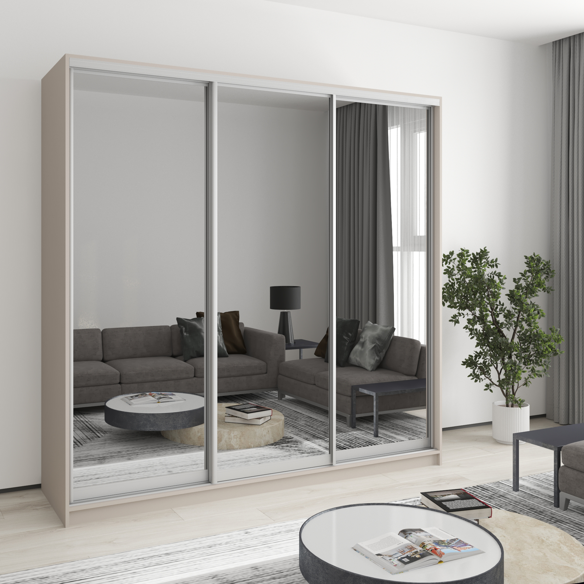 Шкаф-купе трехдверный Mebel Star Комбо AL MBS-3265 210х45х210 см Кашемир (1004435)
