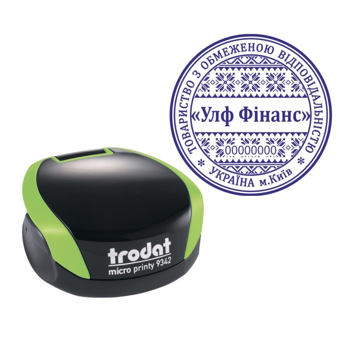 Печать ТОВ на карманном оснащении Trodat Micro Printy 9342 d 42 мм Зеленый (ООО17/9342/G)