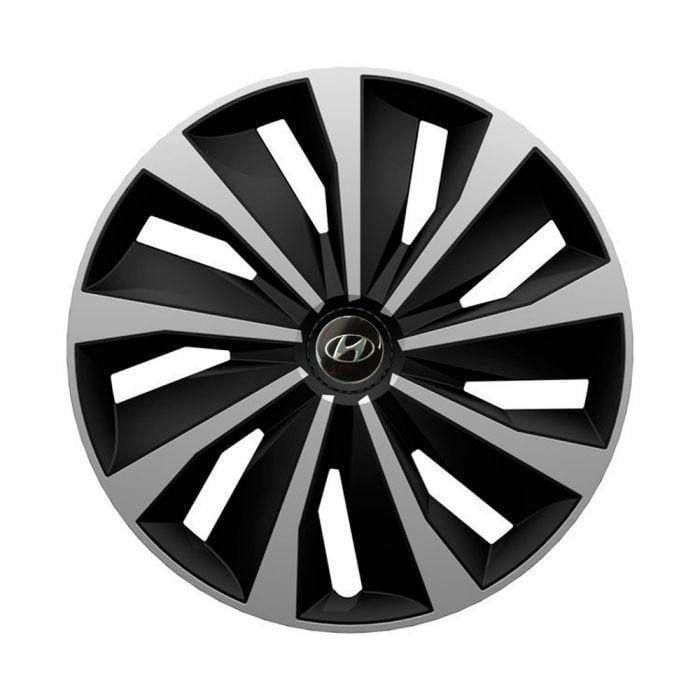 Колпаки для колес 4 Racing Grip R15 с логотипом Hyundai 4 шт. Silver/Black